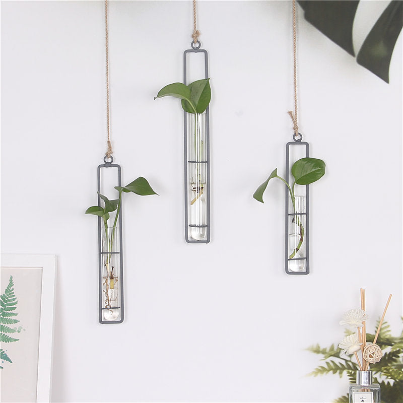 Wrought Iron Hanging Glass Vase