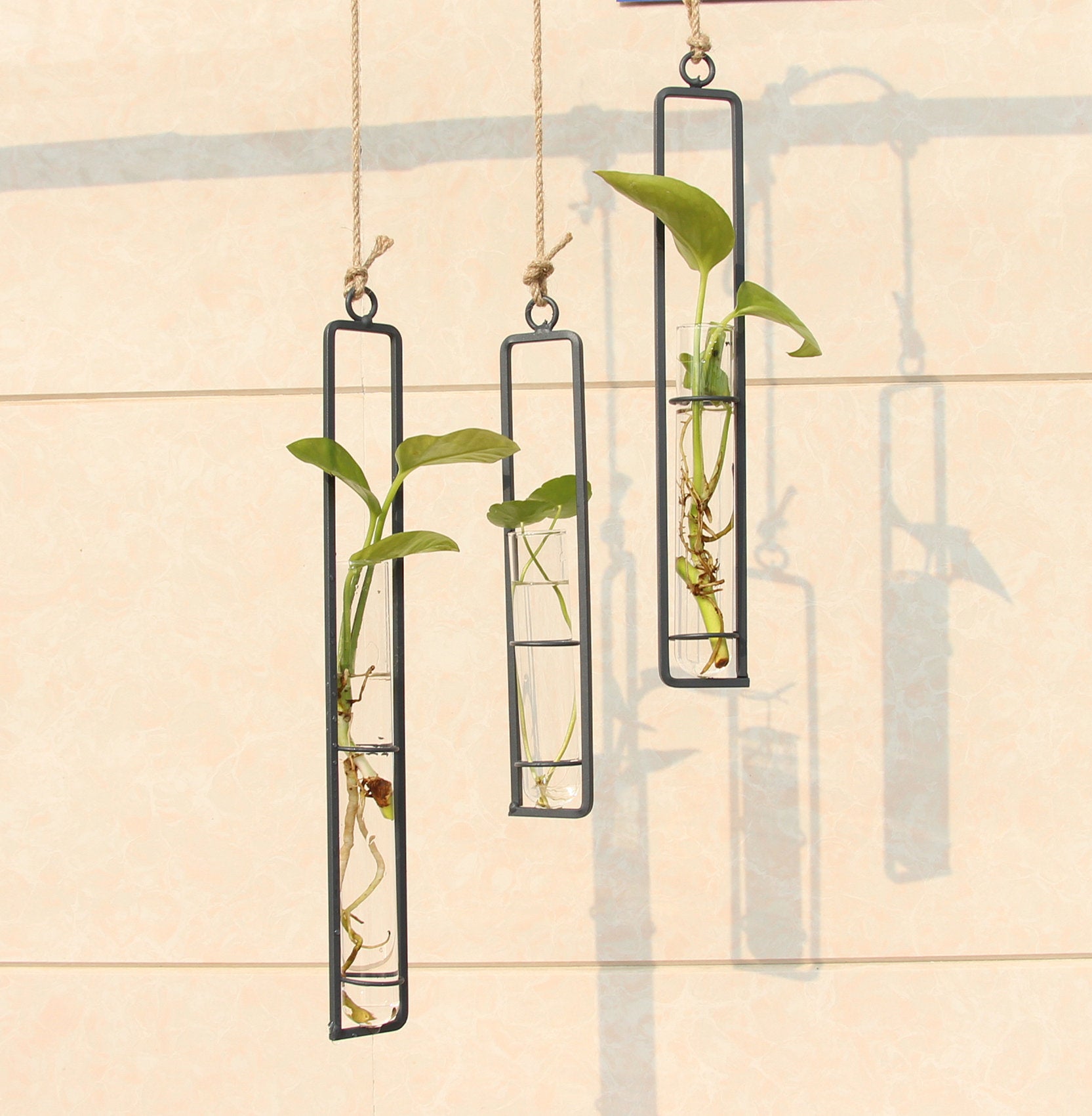 Wrought Iron Hanging Glass Vase