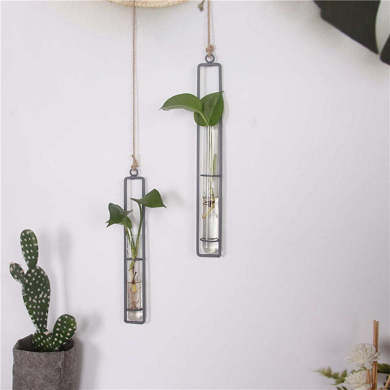 Wrought Iron Hanging Glass Vase