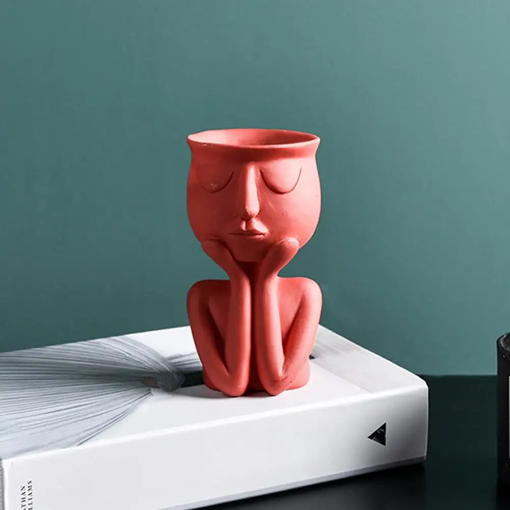 Human Think Face Ceramic Vase