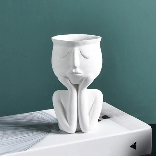 Human Think Face Ceramic Vase