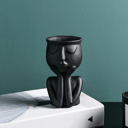 Human Think Face Ceramic Vase