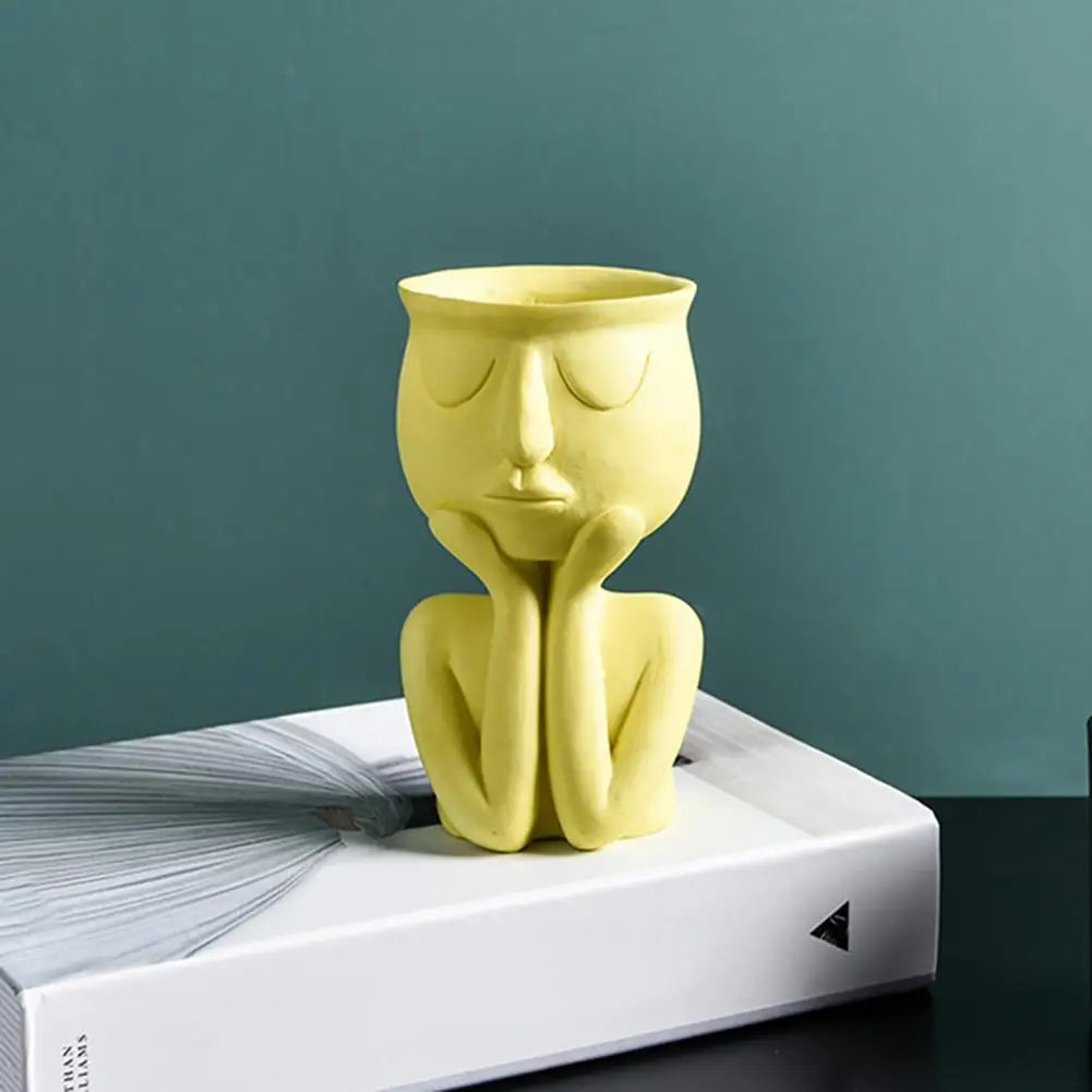 Human Think Face Ceramic Vase