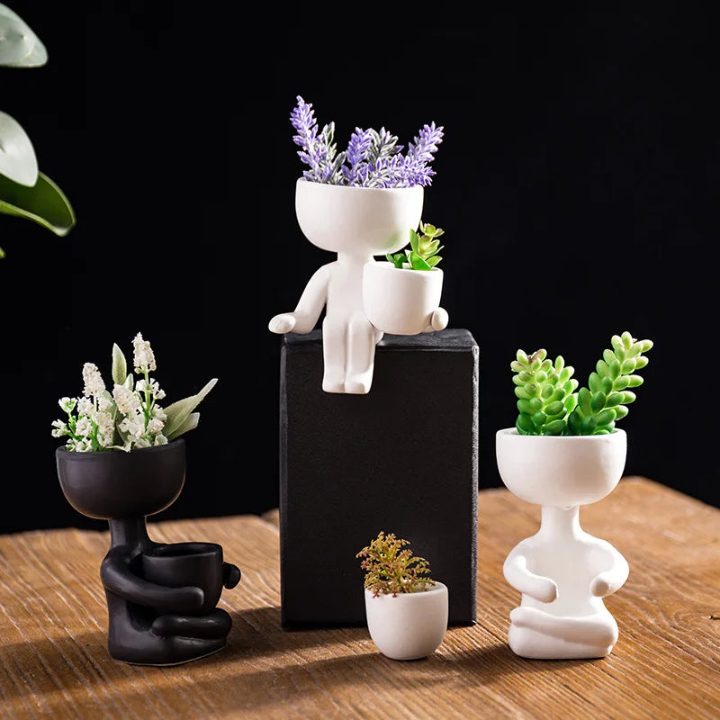 Human Sitting Ceramic Vase