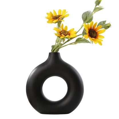 Round Hollow Ceramic Vase