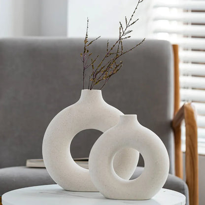 Round Hollow Ceramic Vase