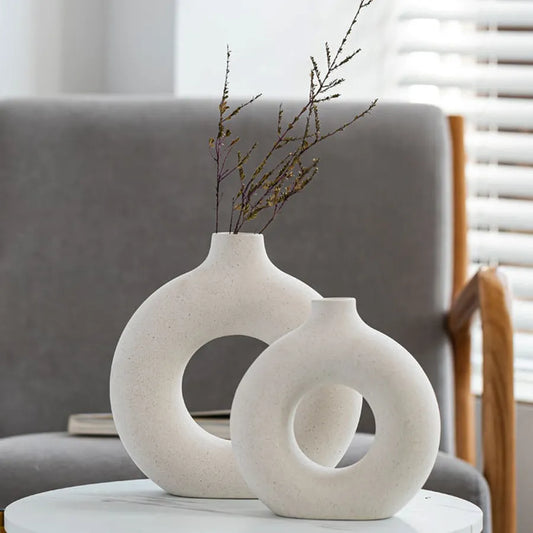 Round Hollow Ceramic Vase